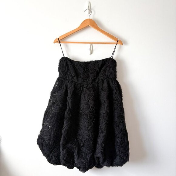 Zara Structured Floral Mini Dress NWT Black Size XL Blogger Fav - Picture 7 of 12